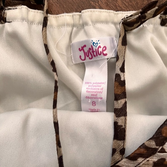 Justice girls cheetah print tiered gauzey type dress Sz 8 shimmery belt - Picture 4 of 5